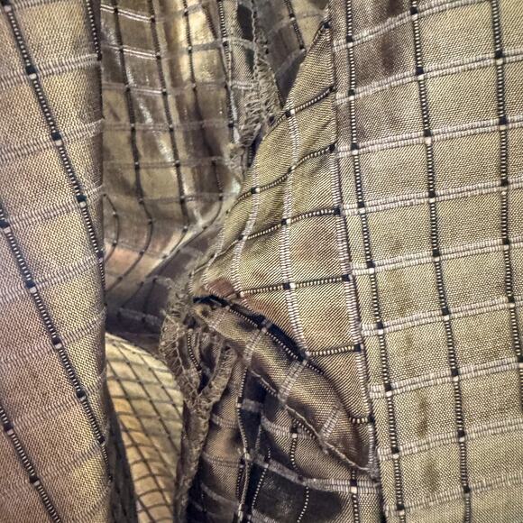 VTG Dué Per Dué Silk Blend Wrap Top | Metallic Gold Grid Check Blouse (Size 6) - Picture 6 of 8